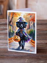 Load image into Gallery viewer, Black Poodle Halloween Trick or Treat Greeting Cards Pack of 8