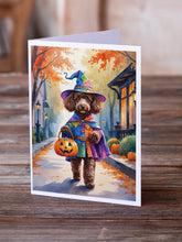 Load image into Gallery viewer, Chocolate Poodle Halloween Trick or Treat Greeting Cards Pack of 8