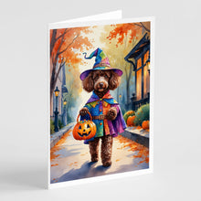 Load image into Gallery viewer, Chocolate Poodle Halloween Trick or Treat Greeting Cards Pack of 8
