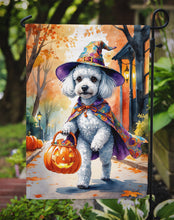 Load image into Gallery viewer, White Poodle Halloween Trick or Treat Garden Flag