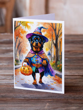 Load image into Gallery viewer, Rottweiler Halloween Trick or Treat Greeting Cards Pack of 8