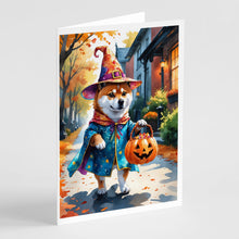 Load image into Gallery viewer, Shiba Inu Halloween Trick or Treat Greeting Cards Pack of 8