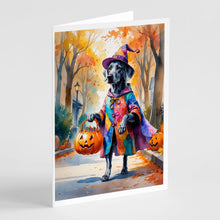 Load image into Gallery viewer, Weimaraner Halloween Trick or Treat Greeting Cards Pack of 8