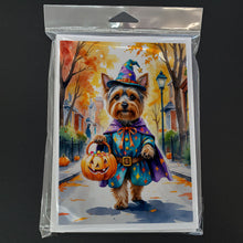 Load image into Gallery viewer, Yorkshire Terrier Yorkie Halloween Trick or Treat Greeting Cards Pack of 8