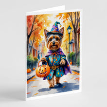 Load image into Gallery viewer, Yorkshire Terrier Yorkie Halloween Trick or Treat Greeting Cards Pack of 8