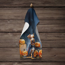 Load image into Gallery viewer, Airedale Terrier Puppy Halloween Kitchen Towel