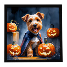 Load image into Gallery viewer, Airedale Terrier Puppy Halloween Framed Metal Print