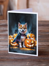 Load image into Gallery viewer, Akita Puppy Halloween Greeting Cards Pack of 8