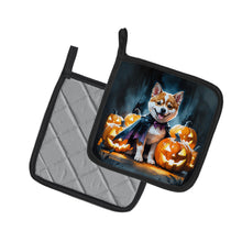 Load image into Gallery viewer, Akita Puppy Halloween Pair of Pot Holders