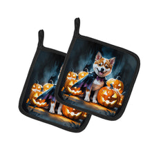 Load image into Gallery viewer, Akita Puppy Halloween Pair of Pot Holders