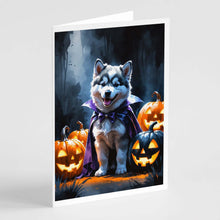 Load image into Gallery viewer, Alaskan Malamute Puppy Halloween Greeting Cards Pack of 8