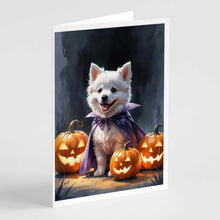 Load image into Gallery viewer, American Eskimo Puppy Halloween Greeting Cards Pack of 8