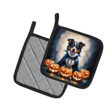 Load image into Gallery viewer, Australian Shepherd Puppy Halloween Pair of Pot Holders