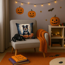 Load image into Gallery viewer, Australian Shepherd Puppy Halloween Throw Pillow