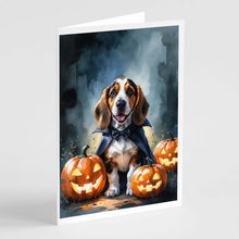 Load image into Gallery viewer, Basset Hound Puppy Halloween Greeting Cards Pack of 8