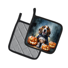 Load image into Gallery viewer, Basset Hound Puppy Halloween Pair of Pot Holders