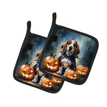 Load image into Gallery viewer, Basset Hound Puppy Halloween Pair of Pot Holders
