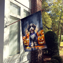 Load image into Gallery viewer, Bernedoodle Puppy Halloween House Flag