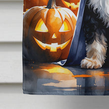 Load image into Gallery viewer, Bernedoodle Puppy Halloween House Flag