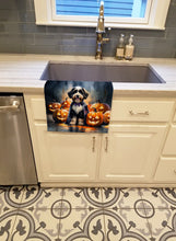 Load image into Gallery viewer, Bernedoodle Puppy Halloween Kitchen Towel