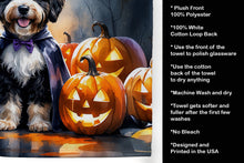 Load image into Gallery viewer, Bernedoodle Puppy Halloween Kitchen Towel