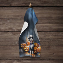 Load image into Gallery viewer, Bernedoodle Puppy Halloween Kitchen Towel