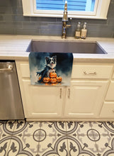 Load image into Gallery viewer, Border Collie Puppy Halloween Kitchen Towel