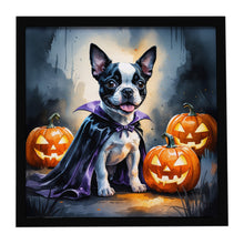 Load image into Gallery viewer, Boston Terrier Puppy Halloween Framed Metal Print
