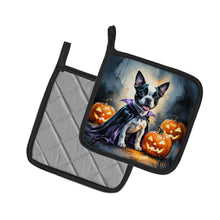 Load image into Gallery viewer, Boston Terrier Puppy Halloween Pair of Pot Holders