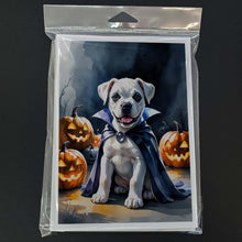 Load image into Gallery viewer, White Boxer Puppy Halloween Greeting Cards Pack of 8
