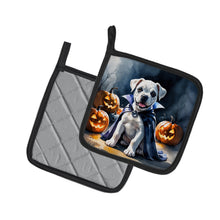 Load image into Gallery viewer, White Boxer Puppy Halloween Pair of Pot Holders
