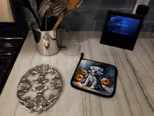 Load image into Gallery viewer, White Boxer Puppy Halloween Pair of Pot Holders