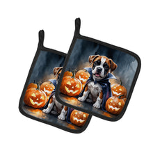 Load image into Gallery viewer, Boxer Puppy Halloween Pair of Pot Holders