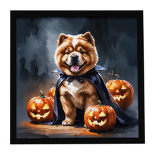 Load image into Gallery viewer, Chow Chow Puppy Halloween Framed Metal Print