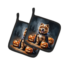 Load image into Gallery viewer, Chow Chow Puppy Halloween Pair of Pot Holders