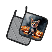 Load image into Gallery viewer, Corgi Puppy Halloween Pair of Pot Holders