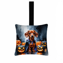 Load image into Gallery viewer, Red Dachshund Puppy Halloween Mini Hanging Pillow Ornament 3.5 × 3.5