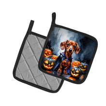 Load image into Gallery viewer, Red Dachshund Puppy Halloween Pair of Pot Holders