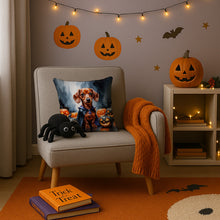 Load image into Gallery viewer, Red Dachshund Puppy Halloween Throw Pillow