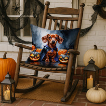 Load image into Gallery viewer, Red Dachshund Puppy Halloween Throw Pillow