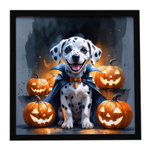 Load image into Gallery viewer, Dalmatian Puppy Halloween Framed Metal Print
