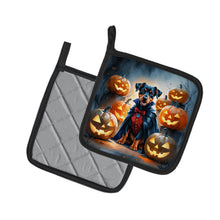 Load image into Gallery viewer, Doberman Pinscher Puppy Halloween Pair of Pot Holders