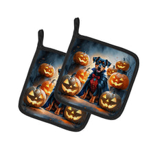 Load image into Gallery viewer, Doberman Pinscher Puppy Halloween Pair of Pot Holders