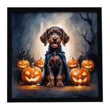 Load image into Gallery viewer, German Wirehaired Pointer Puppy Halloween Framed Metal Print