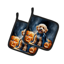 Load image into Gallery viewer, Goldendoodle Puppy Halloween Pair of Pot Holders