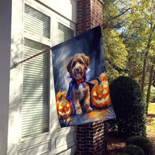 Load image into Gallery viewer, Chocolate Labradoodle Puppy Halloween House Flag