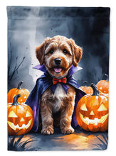 Load image into Gallery viewer, Chocolate Labradoodle Puppy Halloween House Flag