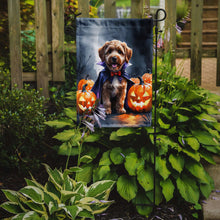 Load image into Gallery viewer, Chocolate Labradoodle Puppy Halloween Garden Flag