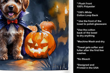 Load image into Gallery viewer, Chocolate Labradoodle Puppy Halloween Kitchen Towel