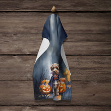 Load image into Gallery viewer, Chocolate Labradoodle Puppy Halloween Kitchen Towel